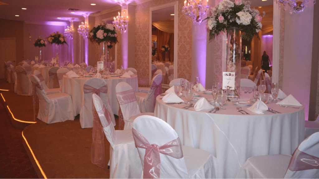 Miami reception hall with pink decor