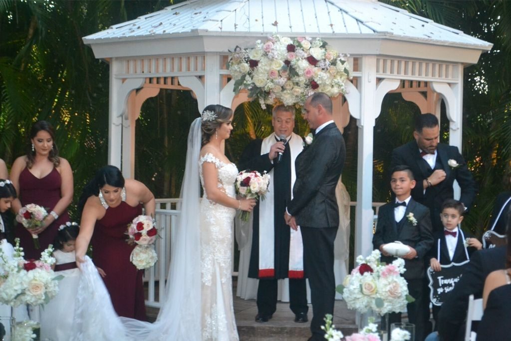 A couple getting married outside