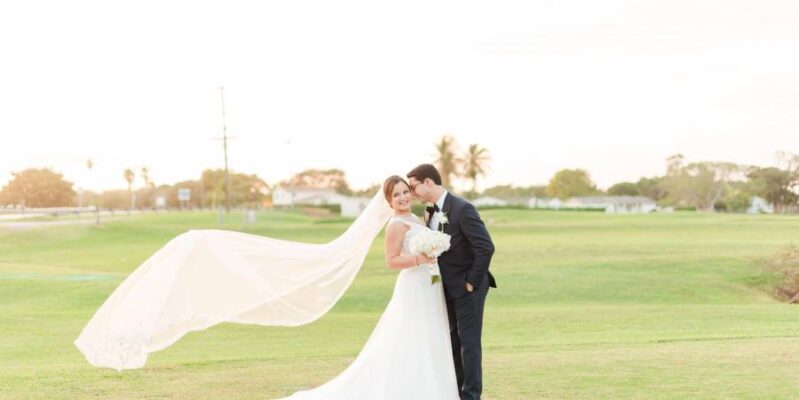 A bride and groom celebrating their wedding day