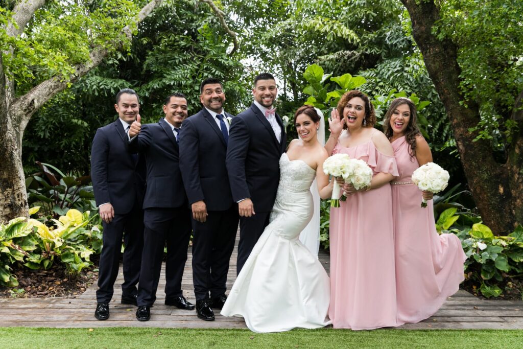 Newlyweds at their outdoor wedding ceremony